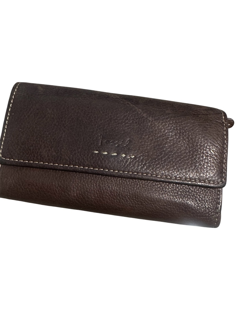 Fossil brown pebbled leather wallet